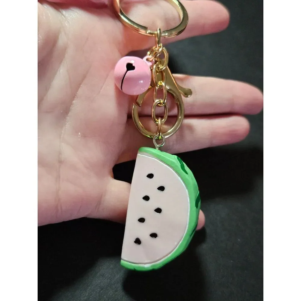 Pink puff and watermelon slice key fob